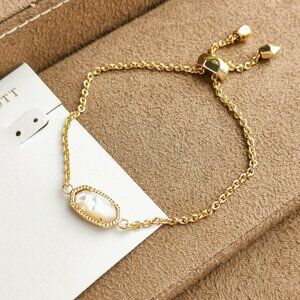 Kendra Scott Elaina Adjustable Chain Bracelet, Gold Ivory Pearl